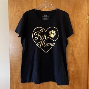 Fur Mama Women’s Juniors Fitted Tee T-Shirt Puppy Dogs Lovers Dog Heart Mom XL